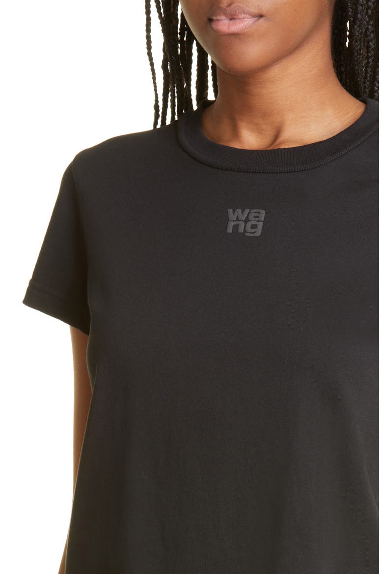 Women's Shrunken Cotton Logo Tee, Alternate, color, BLACK