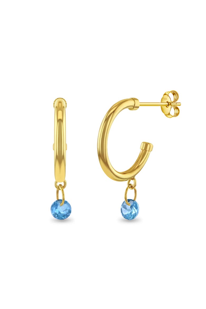 14k Aquamarine  Charm Half Hoop, Main, color, Blue
