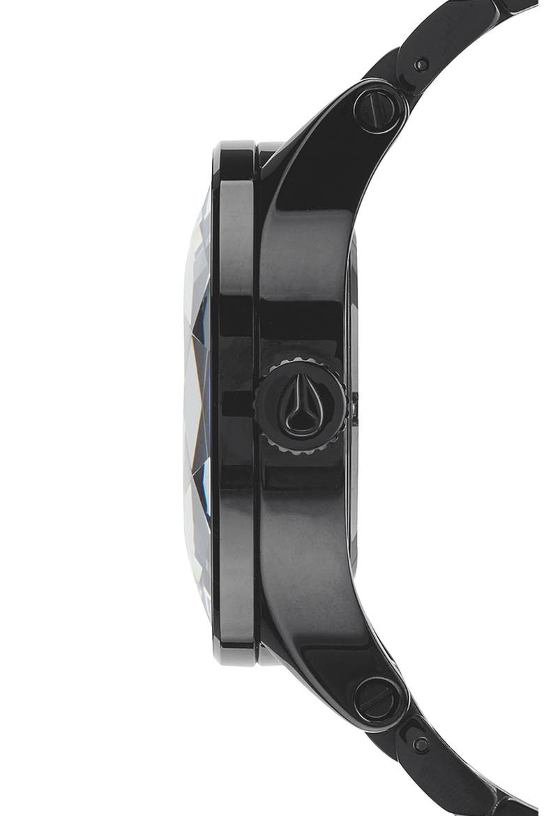 'The Facet' Round Bracelet Watch, 42mm, Alternate, color, ALL BLACK