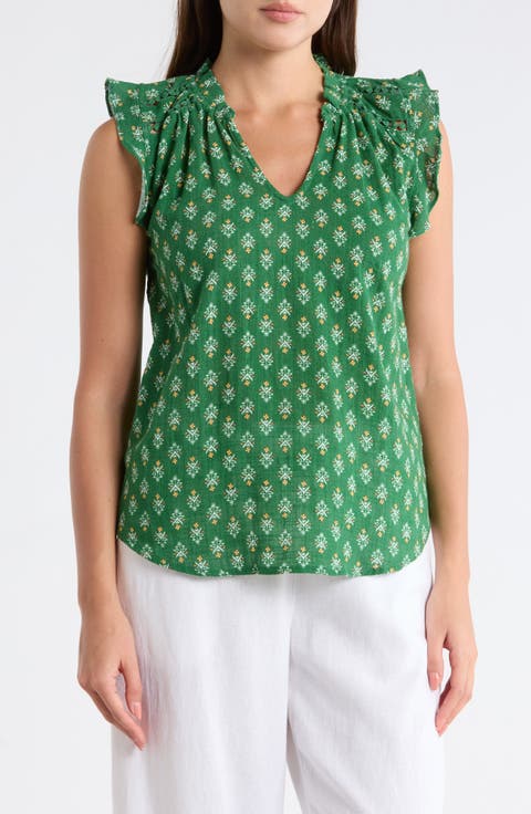 Ruffle Sleeveless Cotton Top