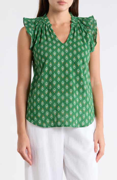 Ruffle Sleeveless Cotton Top