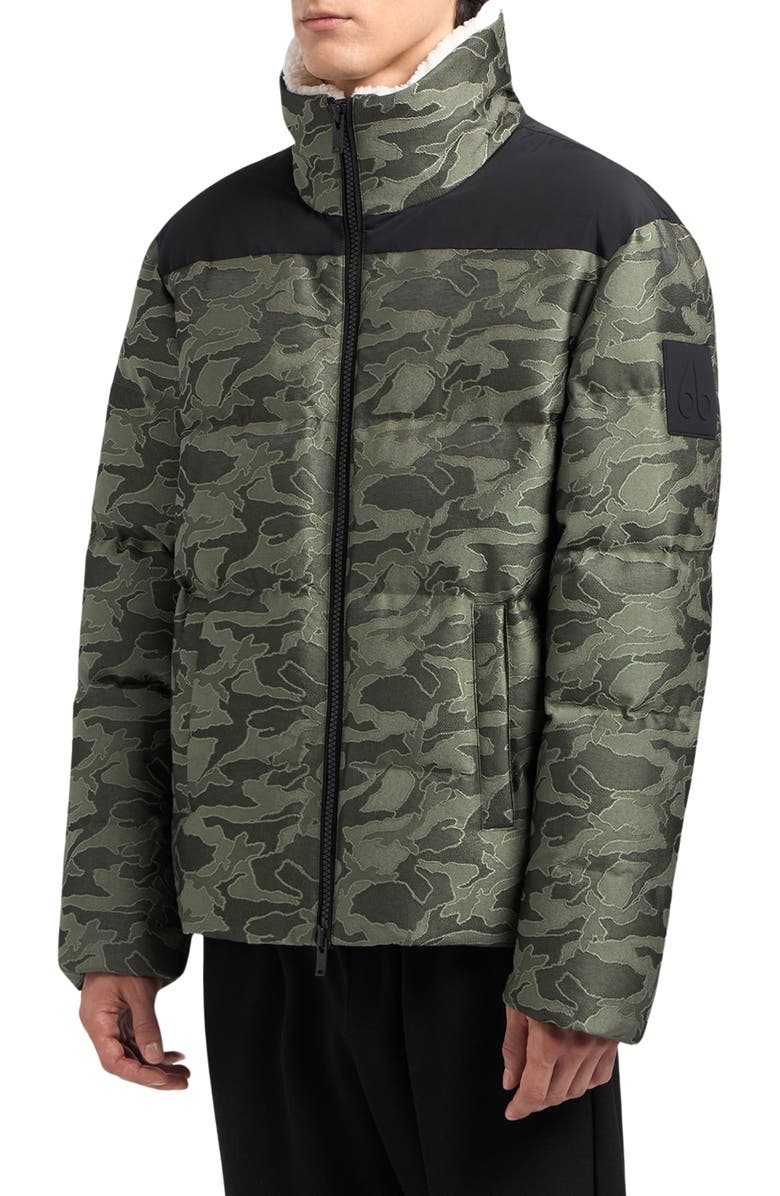 Moose Knuckles Kings Camo Jacquard Down Puffer Jacket, Main, color, Moss Camo