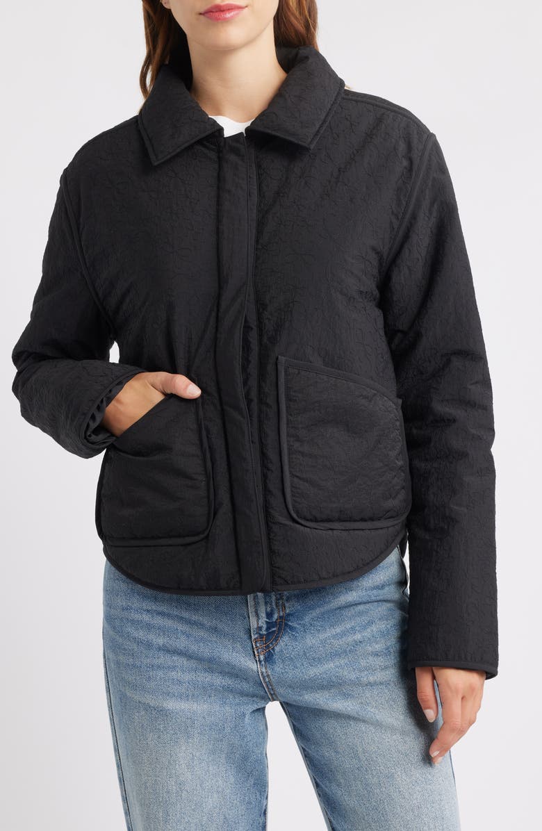 Thread & Supply Floral Puffer Shirt Jacket, Alternate, color, Black Flower Loop