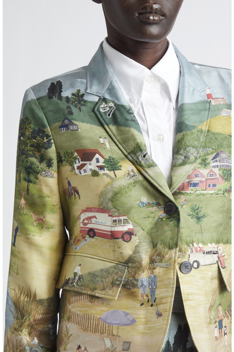 Country Scene Print Silk Sport Coat, Alternate, color, SEASONAL MULTI
