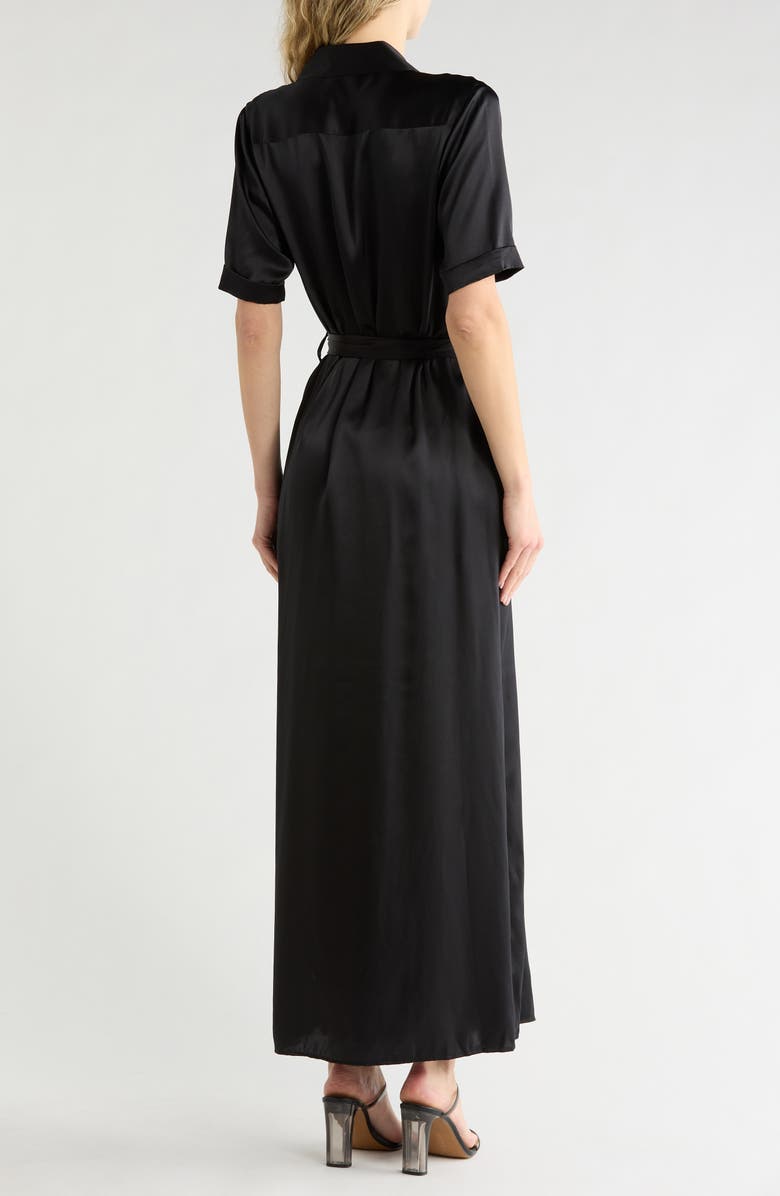 L'AGENCE Klement Silk Shirtdress, Alternate, color, Black