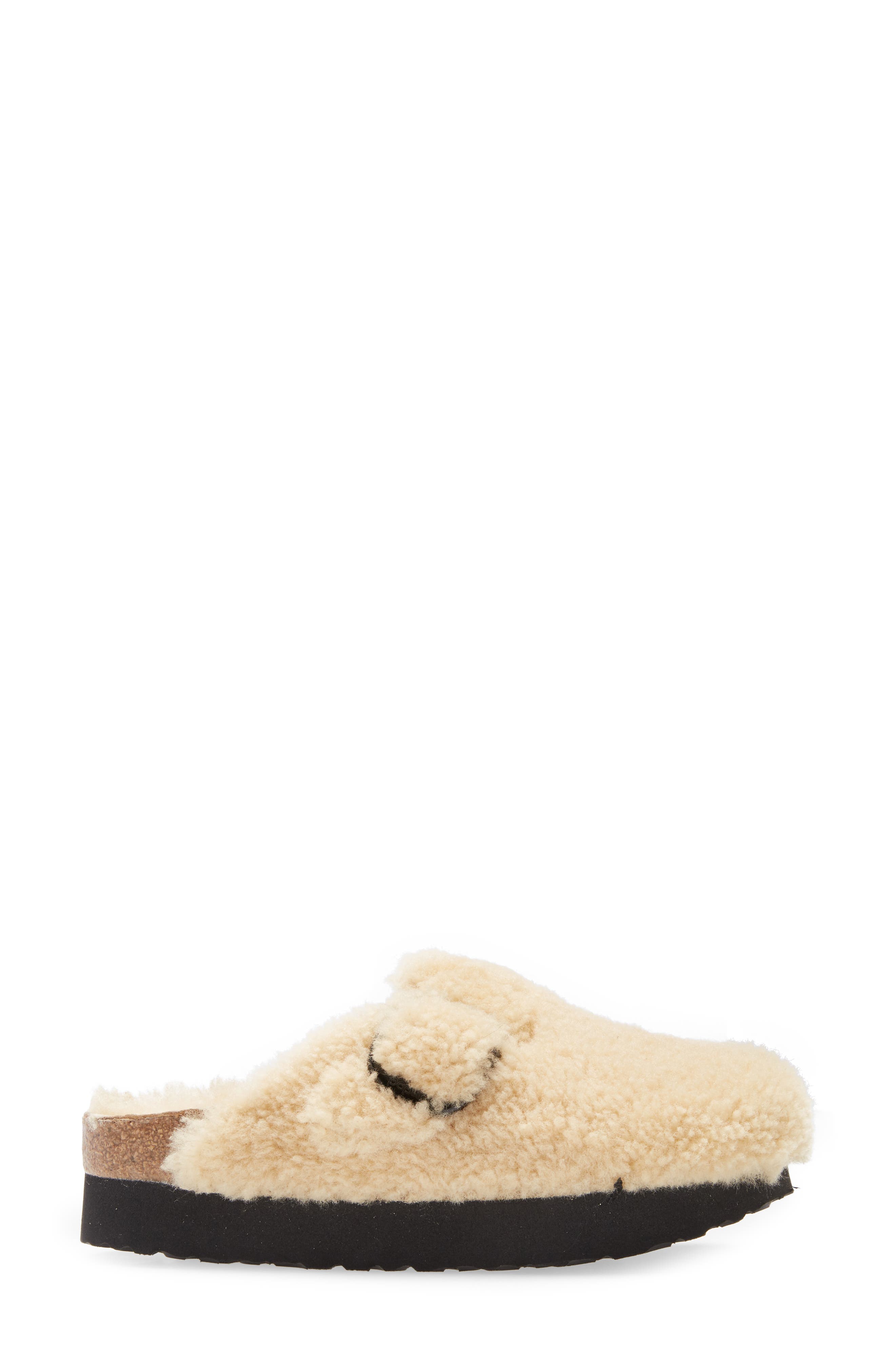 Papillio by Birkenstock Boston Big Buckle Genuine Shearling Clog, Alternate, color, BEIGE