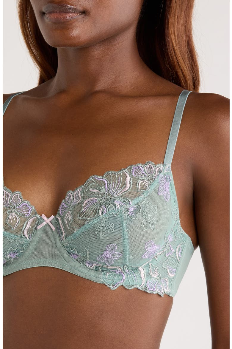 Lauren Embroidered Underwire Bra, Alternate, color, SILT GREEN