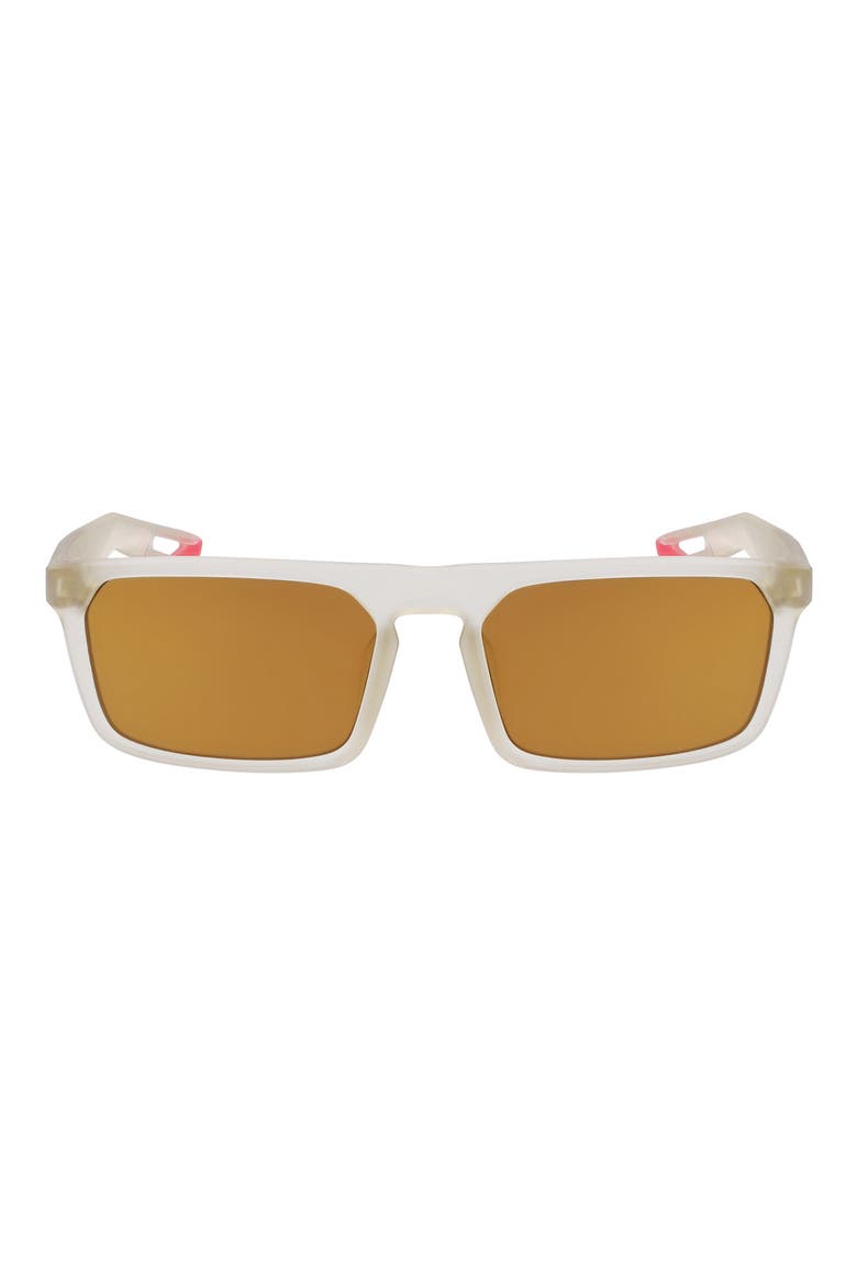 NV03 55mm Rectangular Sunglasses, Main, color, MATTE BONE/ BRONZE MIRROR