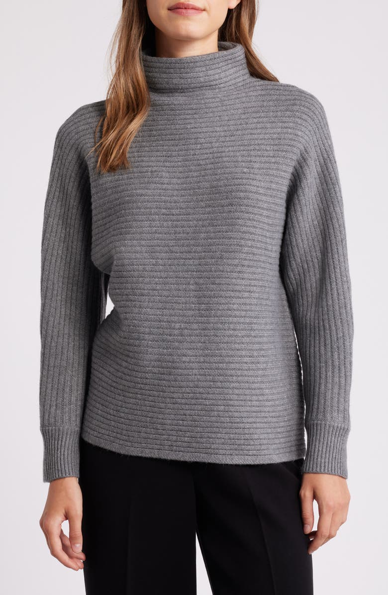 Anne Klein Horizontal Rib Mock Neck Sweater, Main, color, 