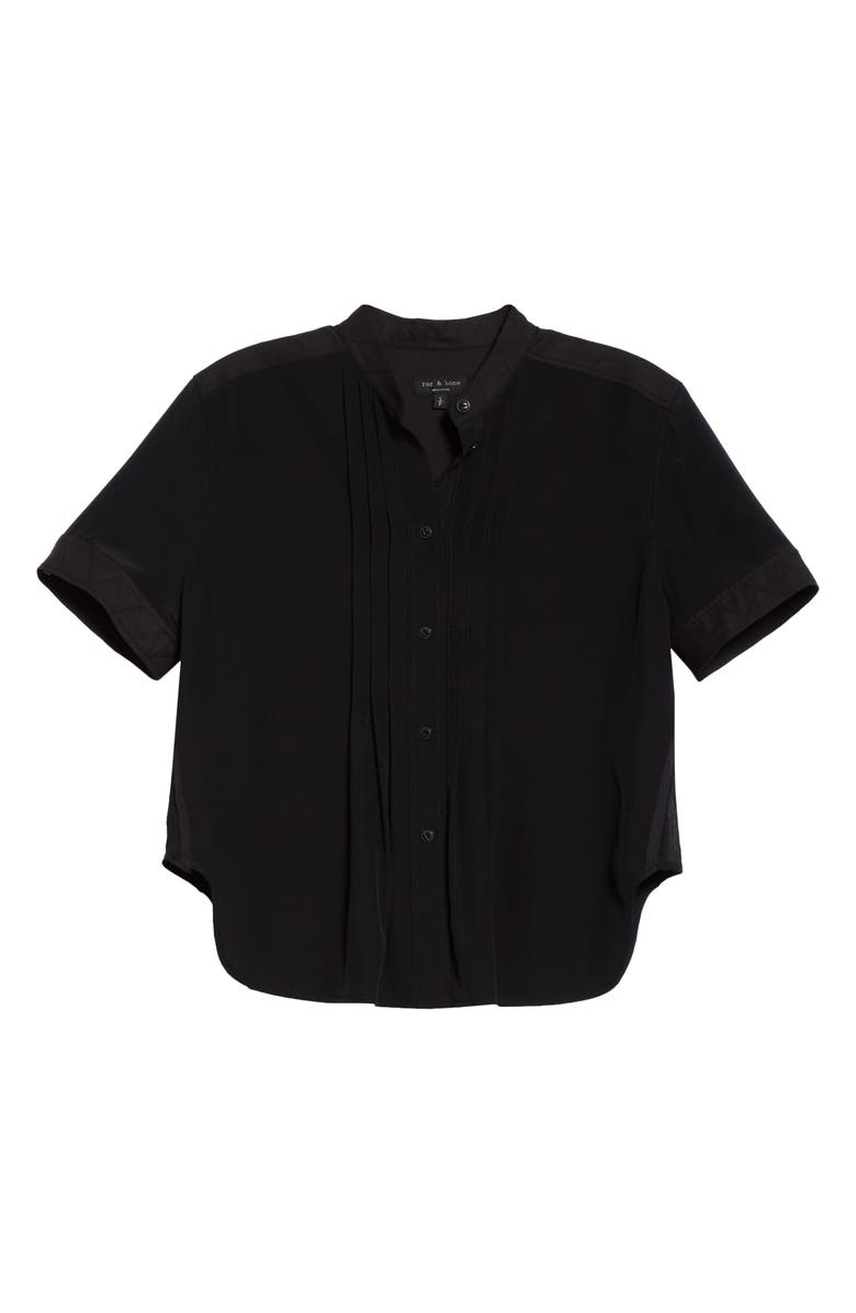 rag & bone Sarah Pleated Silk Blouse, Alternate, color, 
