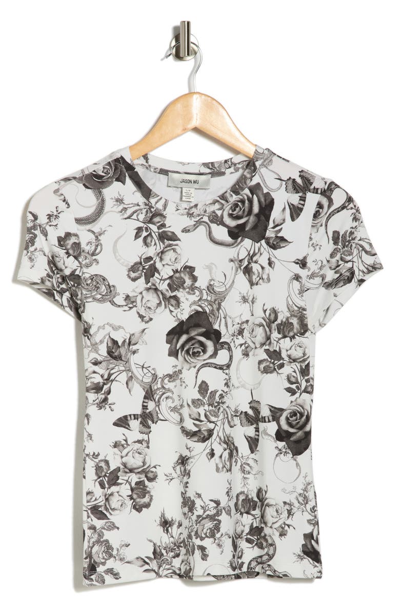 JASON WU Garden Crewneck Short Sleeve T-Shirt, Alternate, color, Night Garden