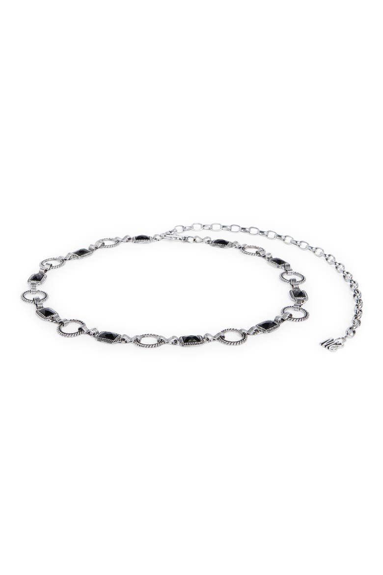 Faux Stone Embellished Chain Belt, Main, color, SILVER