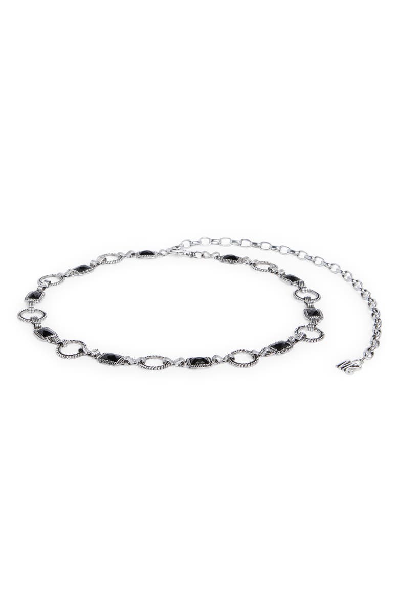 Steve Madden Faux Stone Embellished Chain Belt, Main, color, Silver