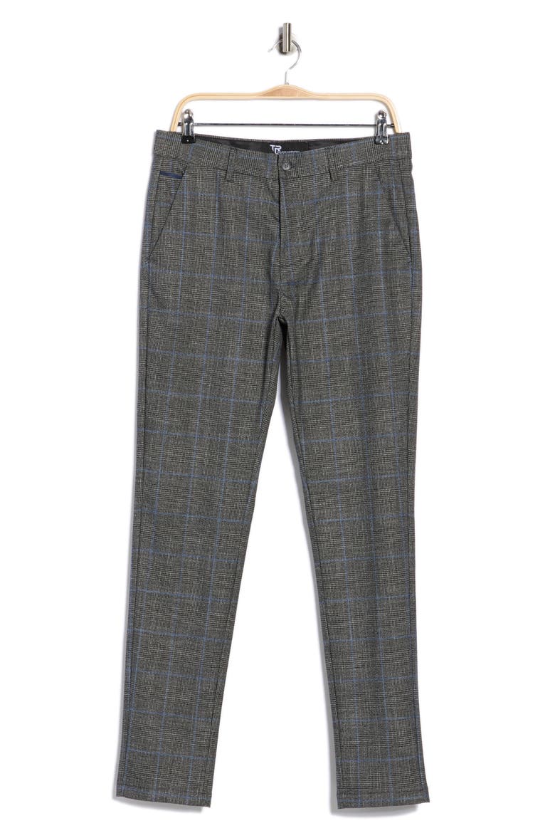 Plaid Straight Leg Trousers, Alternate, color, NAVY