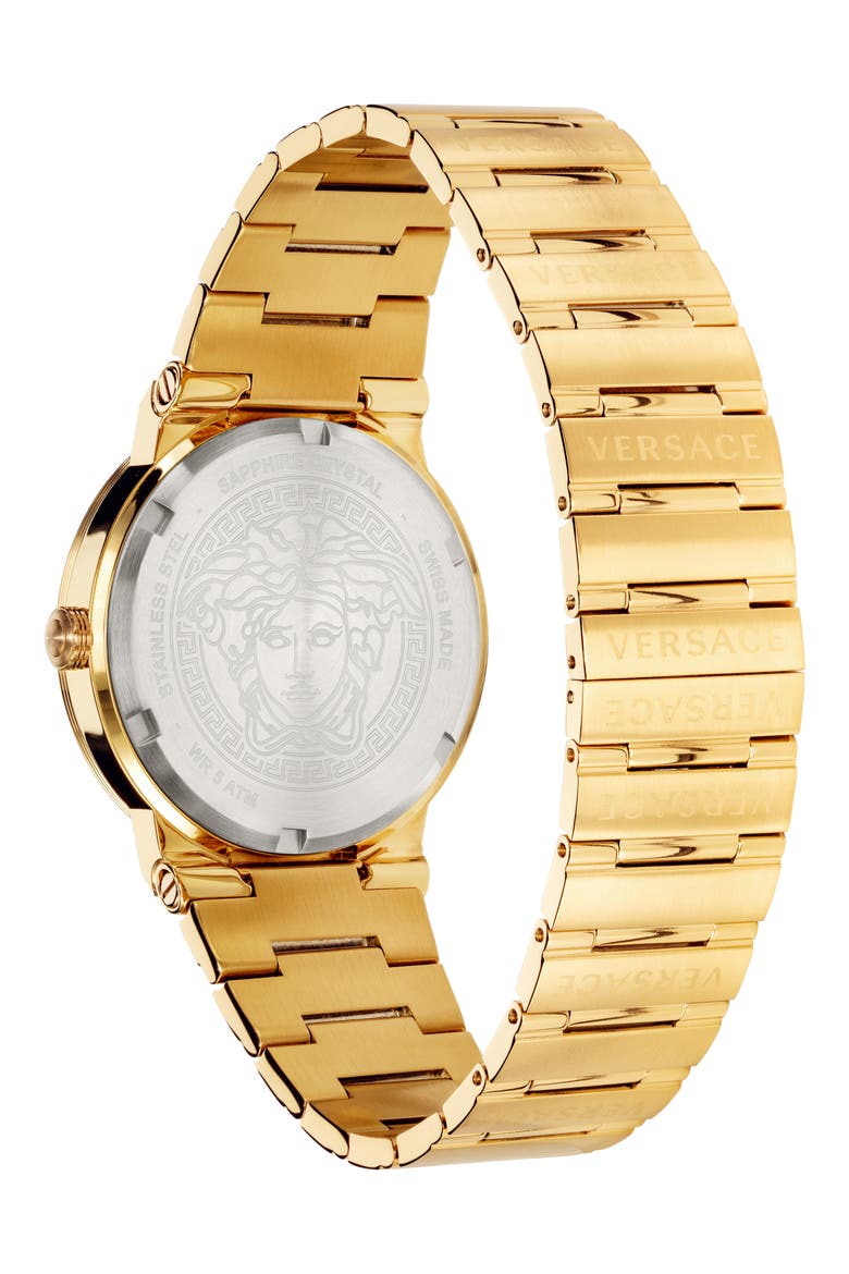 Greca Logo Bracelet Watch, 41mm, Alternate, color, GOLD/ SILVER/ GOLD
