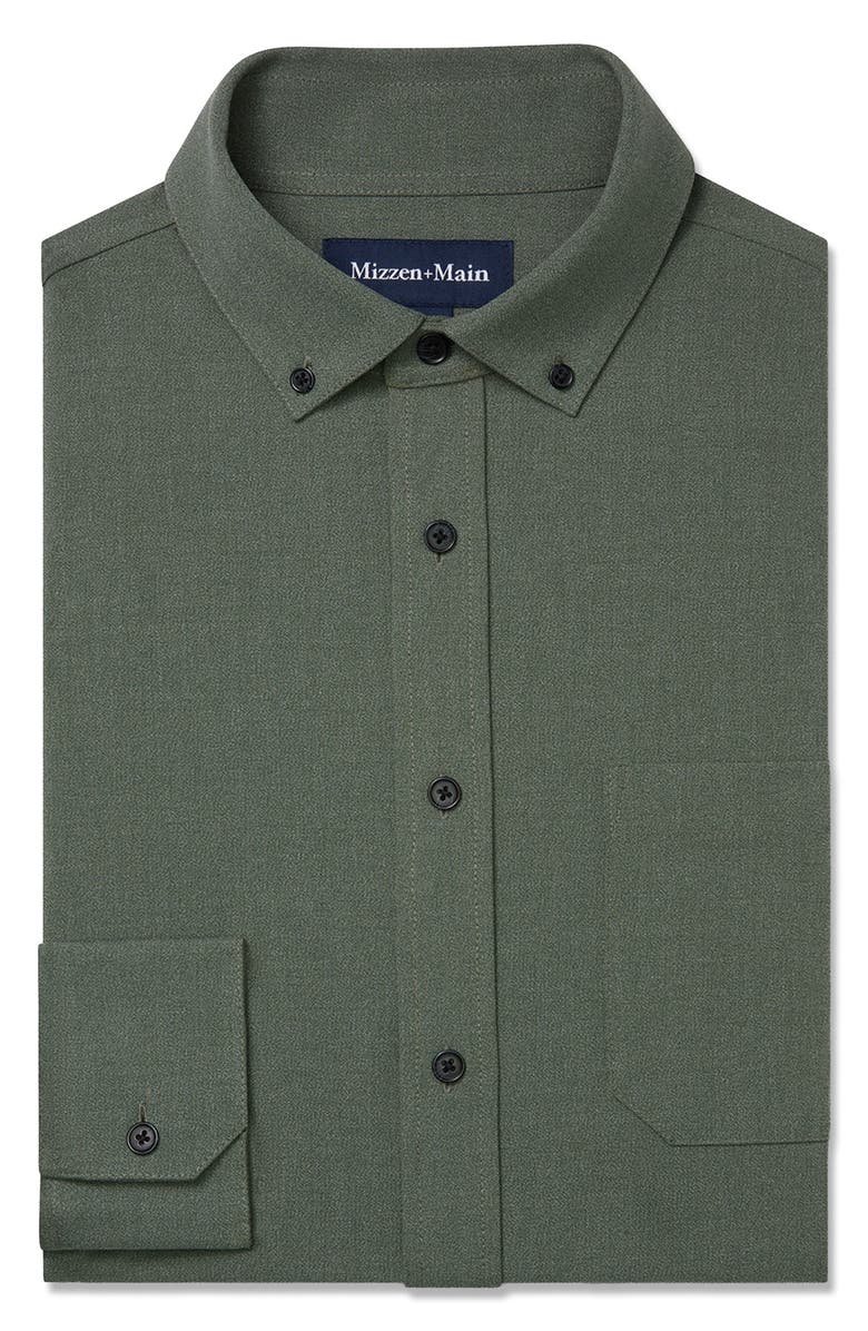 Mizzen+Main City Flannel Button-Down Shirt, Alternate, color, Olive Heather