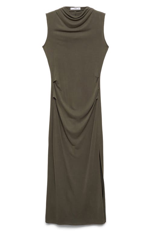 Mango Draped Sleeveless Modal Blend Maxi Dress In Green