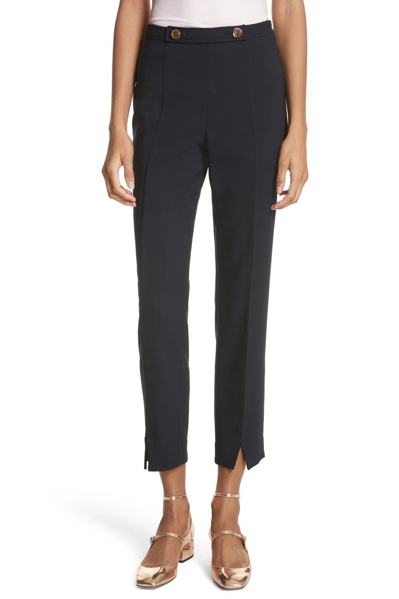 Ted Working Title Front Slit Skinny Trousers, Main, color, NAVY