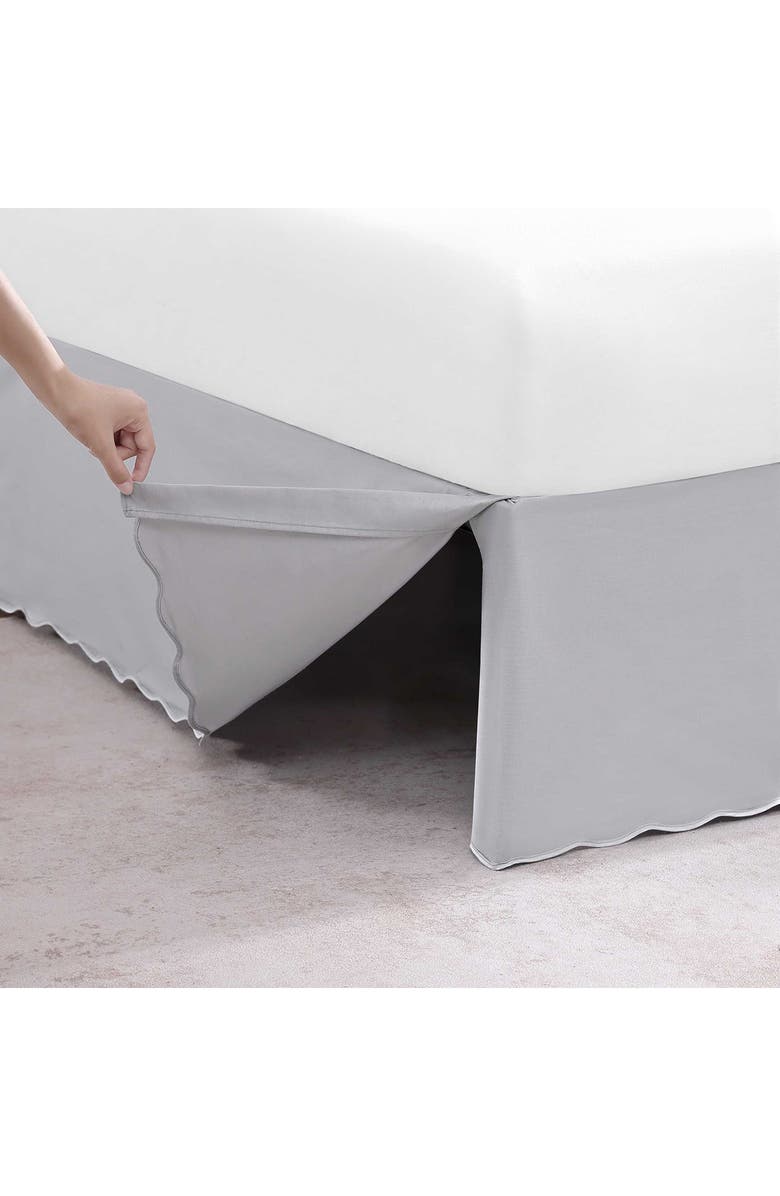 STONE COTTAGE Scalloped Hem Cotton Weave Bedskirt, Alternate, color, Grey