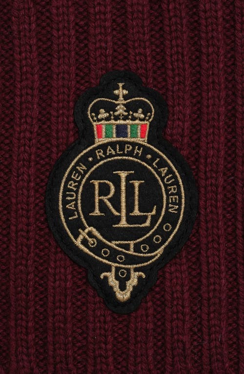 Lauren Ralplh Lauren Cable Crest Patch Scarf In Red