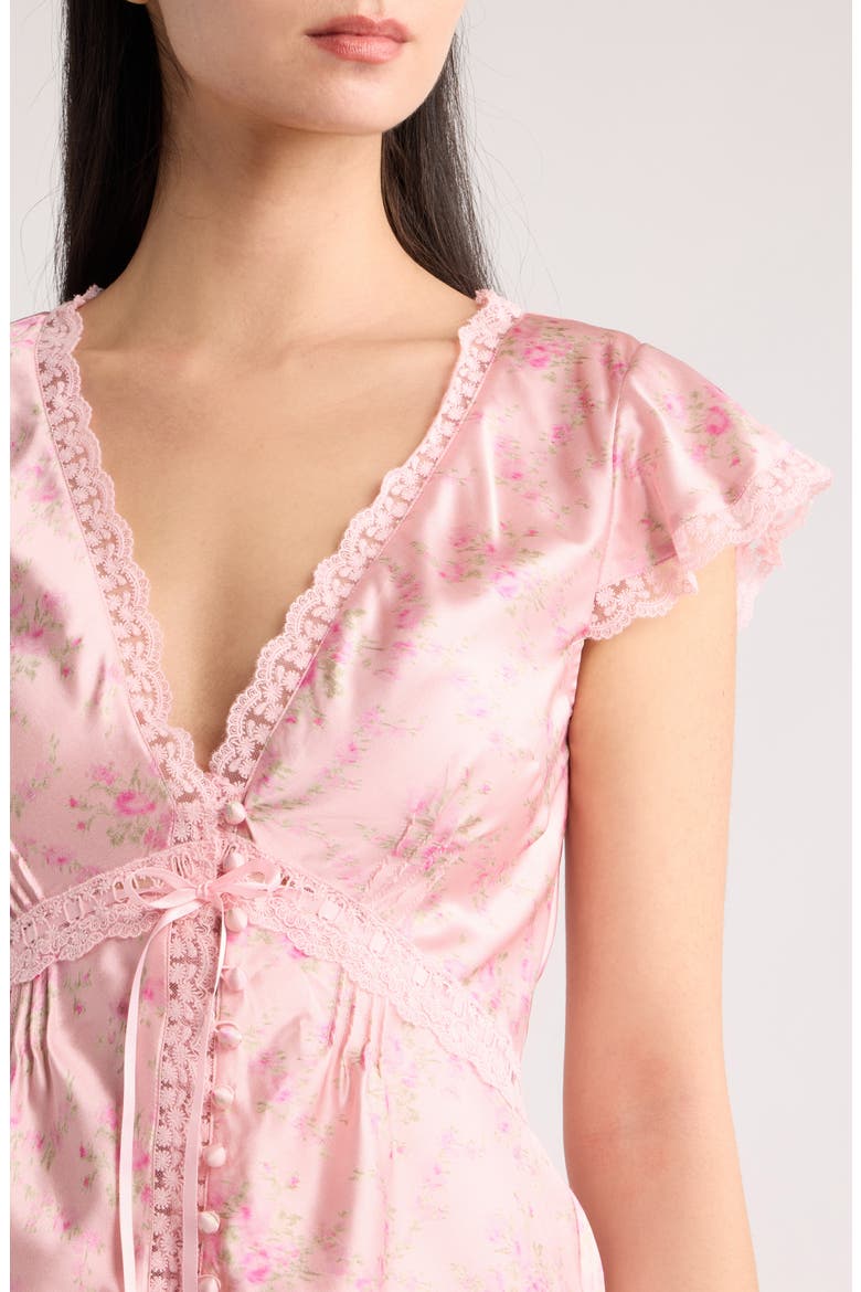 Amara Lace Trim Silk Blend Top, Alternate, color, SPICED CAMELLIA