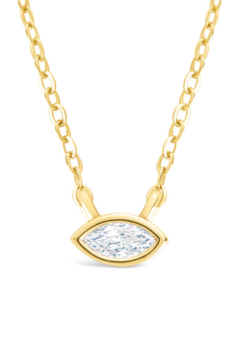 Bezel Marquise Cubic Zirconia Pendant Necklace, Main, color, GOLD