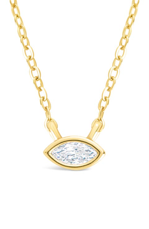 Bezel Marquise Cubic Zirconia Pendant Necklace