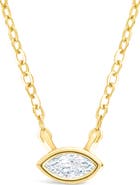 Sterling Forever Bezel Marquise Cubic Zirconia Pendant Necklace