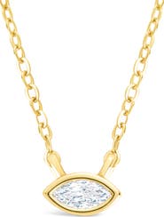 Sterling Forever Bezel Marquise Cubic Zirconia Pendant Necklace