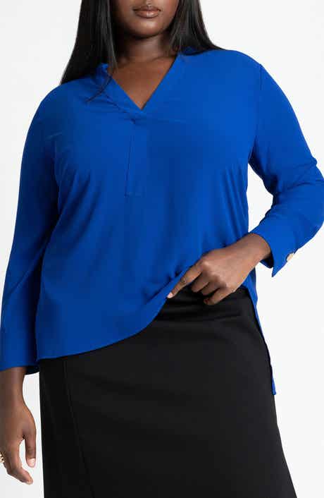 ELOQUII Mandarin Collar Tunic Blouse