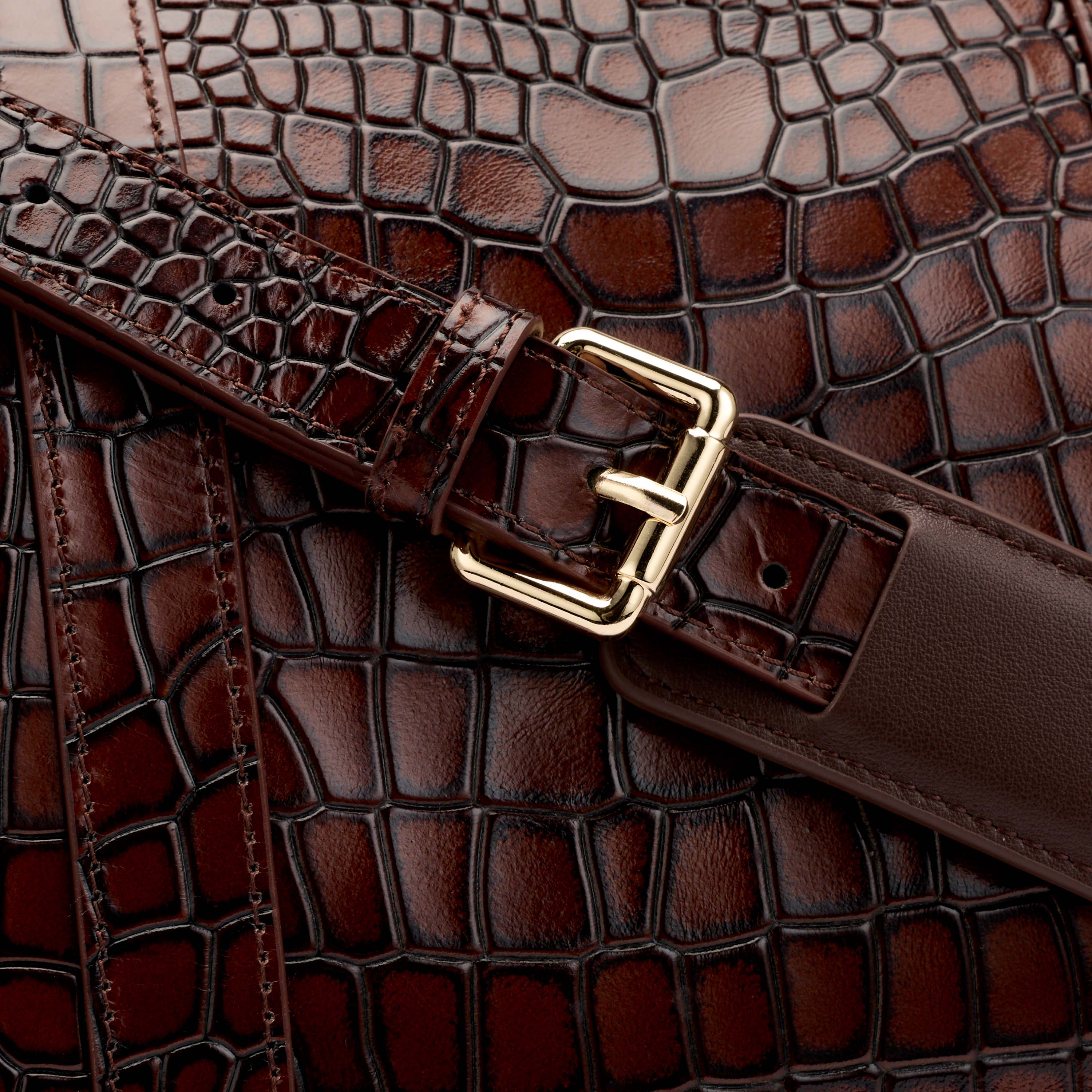 Large Weekender Duffle Bag, Alternate, color, Brown Croc
