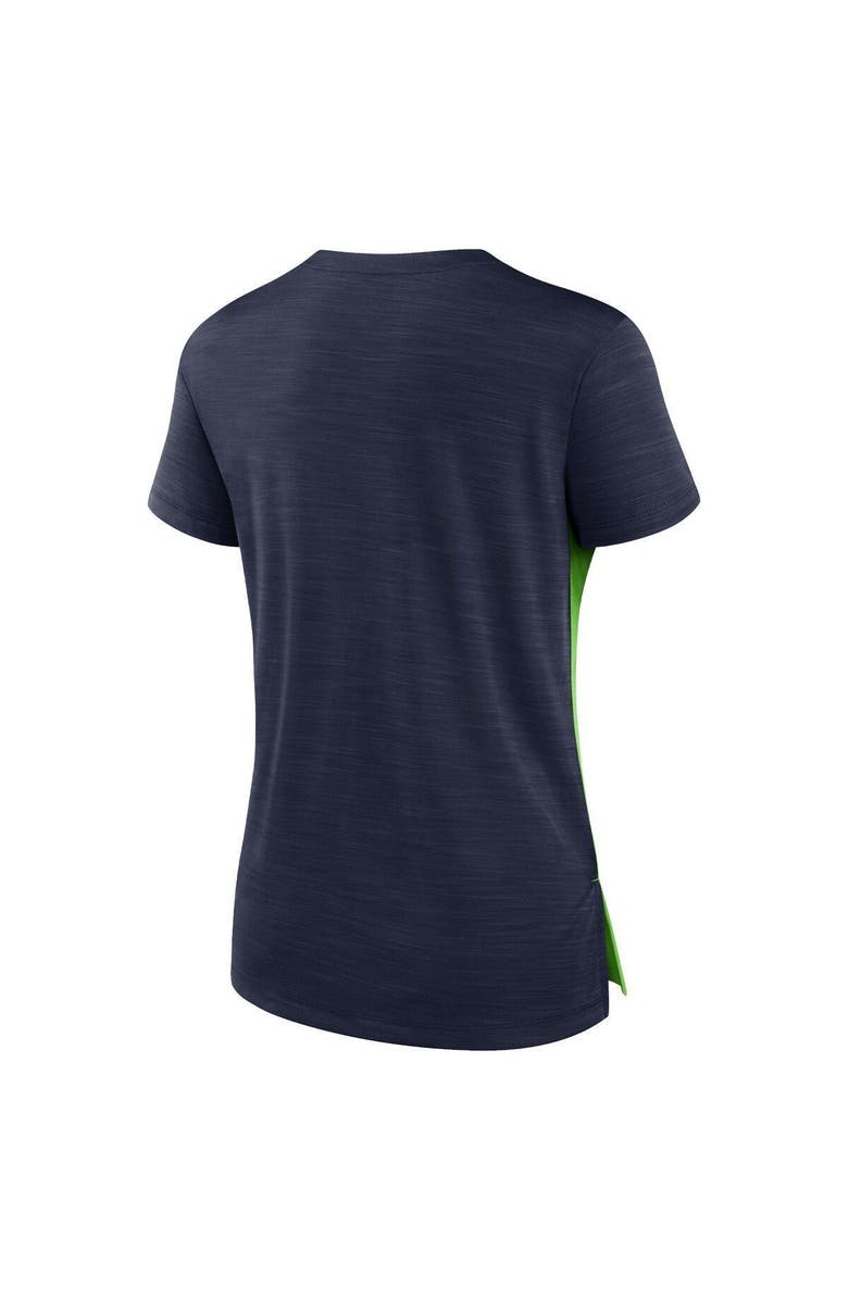 Nike Women's Nike Neon Green/College Navy Seattle Seahawks Impact Exceed Performance Notch Neck T-Shirt, Alternate, color, 