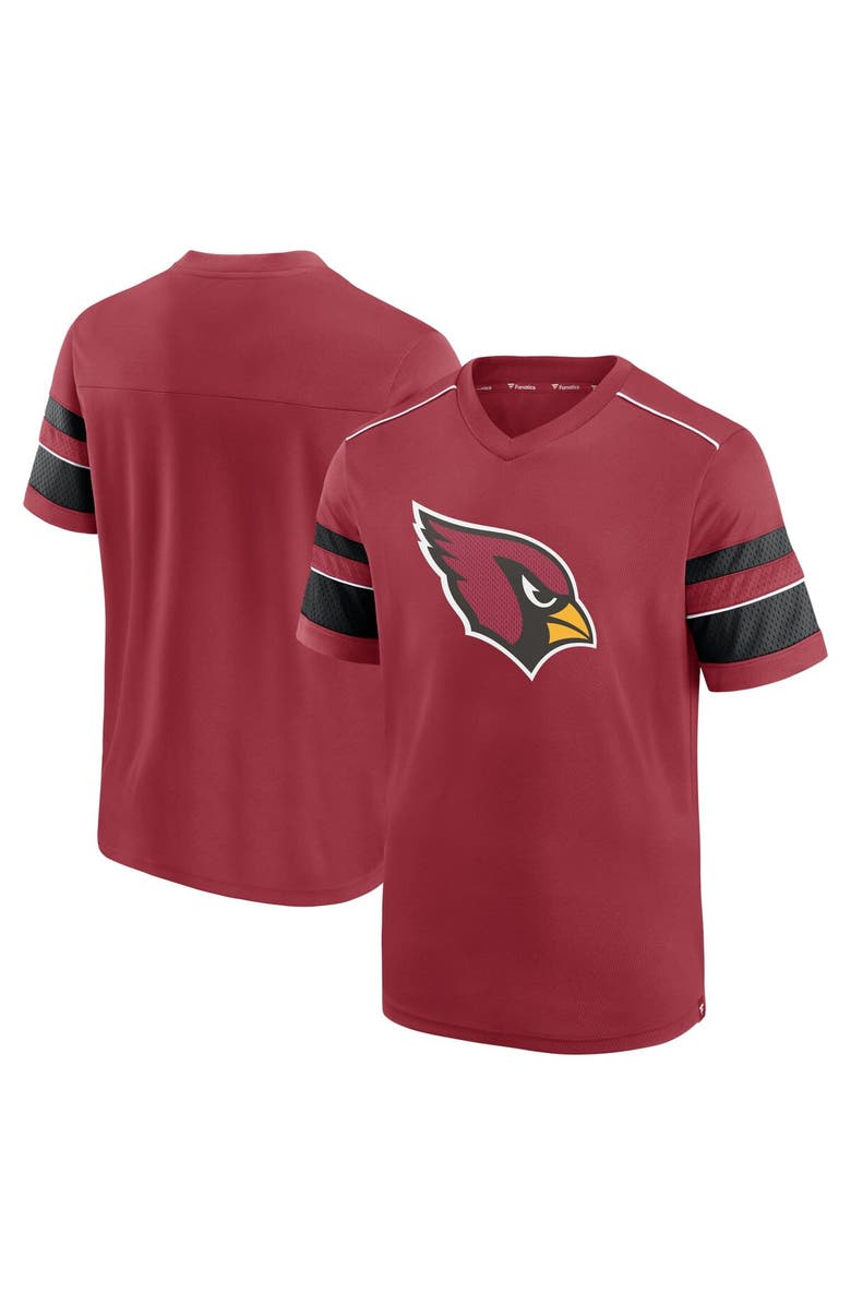 FANATICS Men's Fanatics Branded Cardinal Arizona Cardinals Textured Hashmark V-Neck T-Shirt, Main, color,