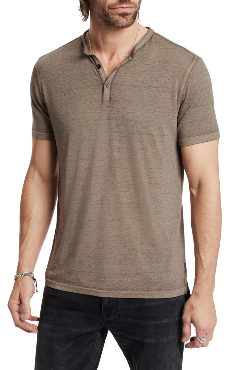 John Varvatos Duke Short Sleeve Slub Henley, Main, color, Spruce