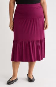 Renee C Tiered Jersey Maxi Skirt