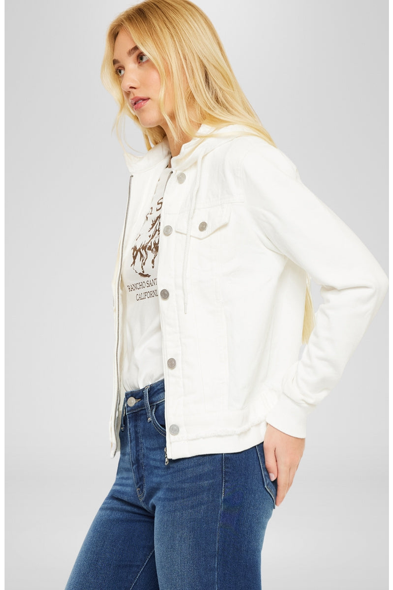 Eleni Rigid Denim Hooded Jacket, Alternate, color, White