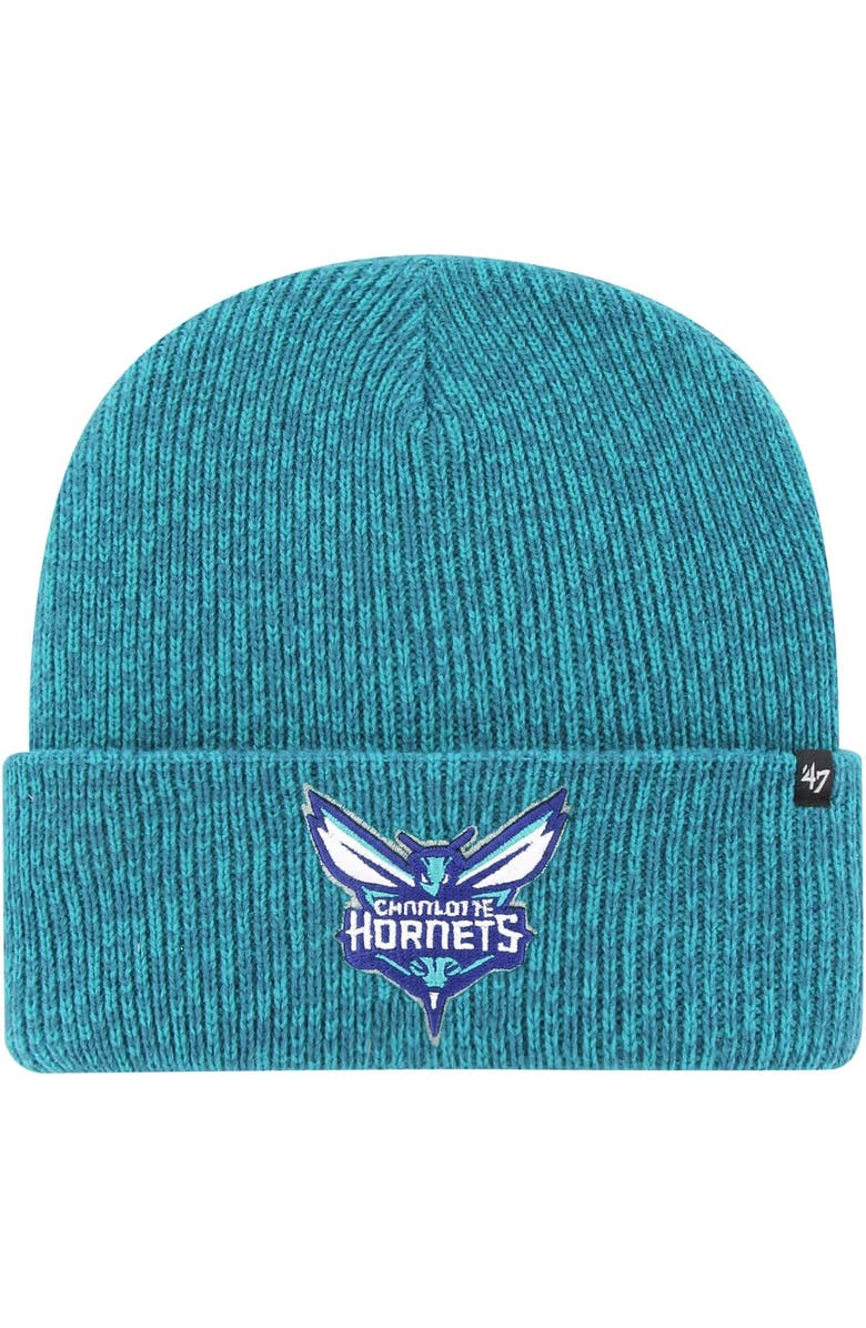'47 Men's '47 Turquoise Charlotte Hornets Brain Freeze Cuffed Knit Hat, Main, color,