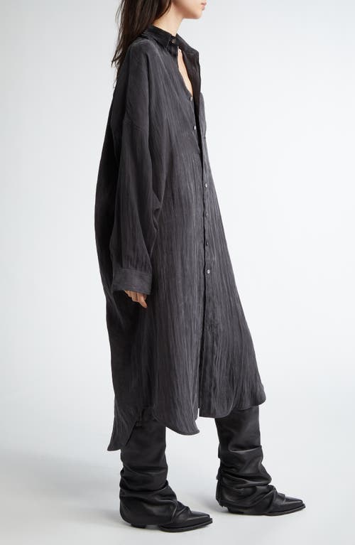 R13 Jumbo Long Sleeve Shirtdress In Black