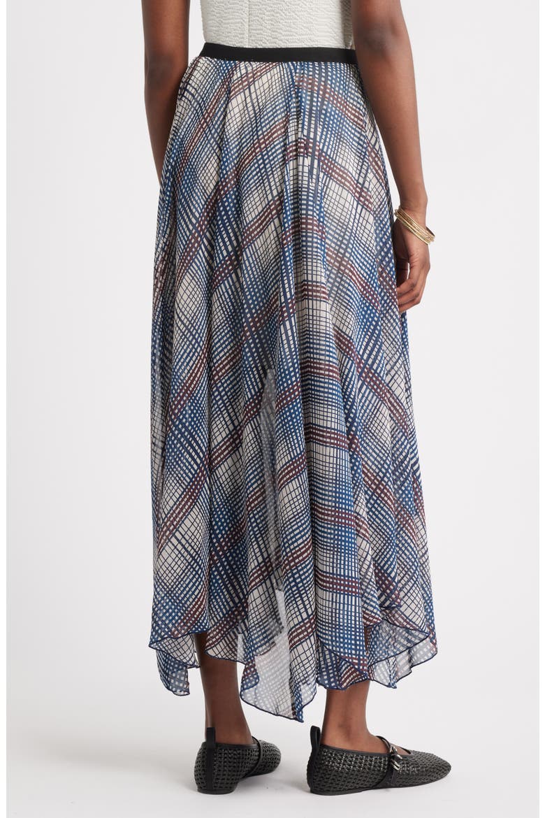 Handkerchief Maxi Skirt, Alternate, color, BLUE- BROWN FOREST PLAID