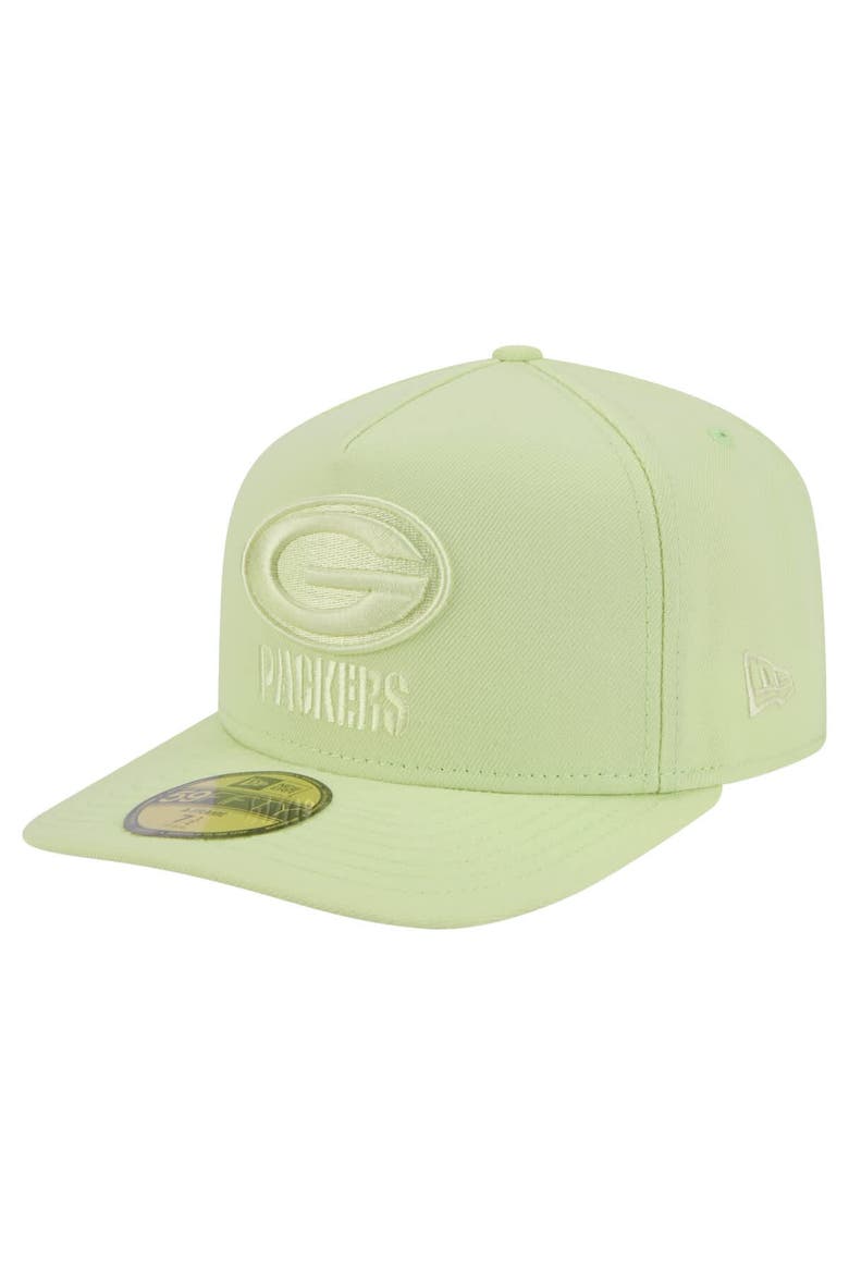 Men's New Era Light Green Green Bay Packers Color Pack A-Frame 59FIFTY Fitted Hat, Main, color, Light Green