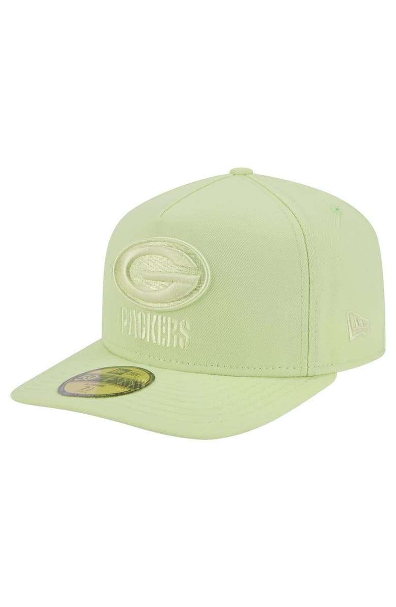 New Era Men's New Era Light Green Green Bay Packers Color Pack A-Frame 59FIFTY Fitted Hat, Main, color, Light Green