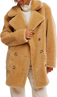 Free People Mari Double Breasted Reversible Faux Shearling Coat