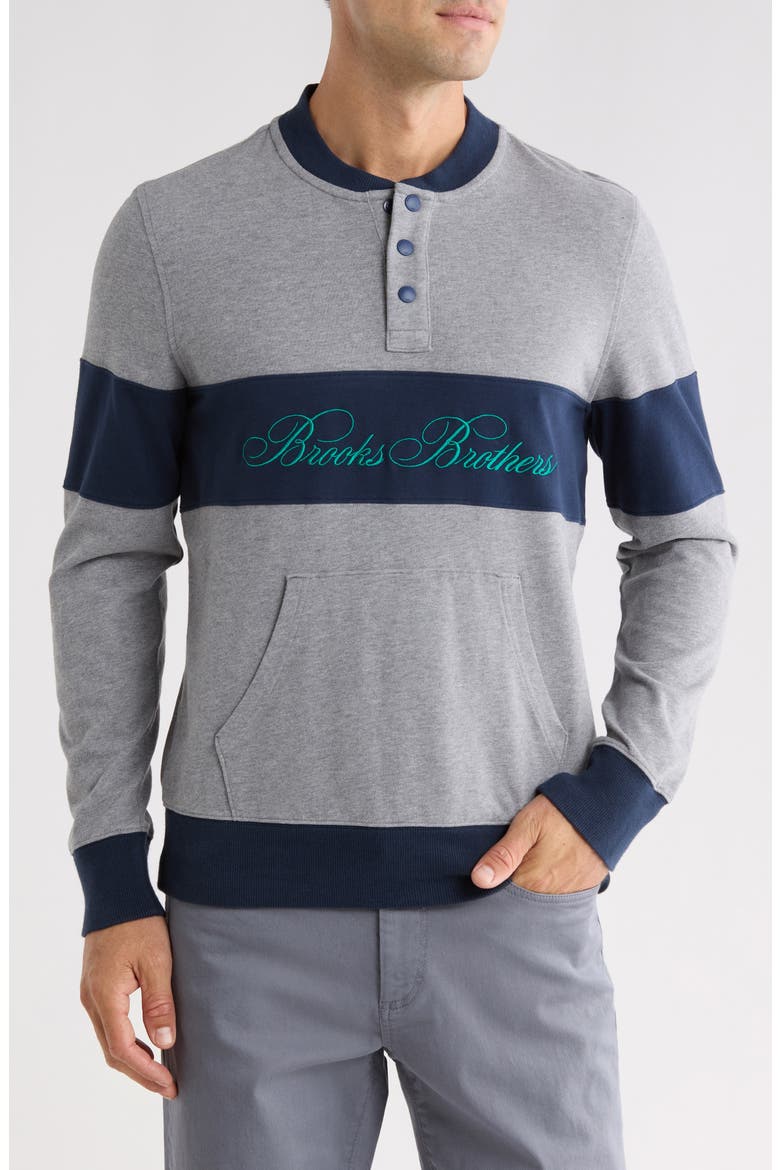 Logo Rugby Stripe Sweatshirt, Main, color, GREY B25