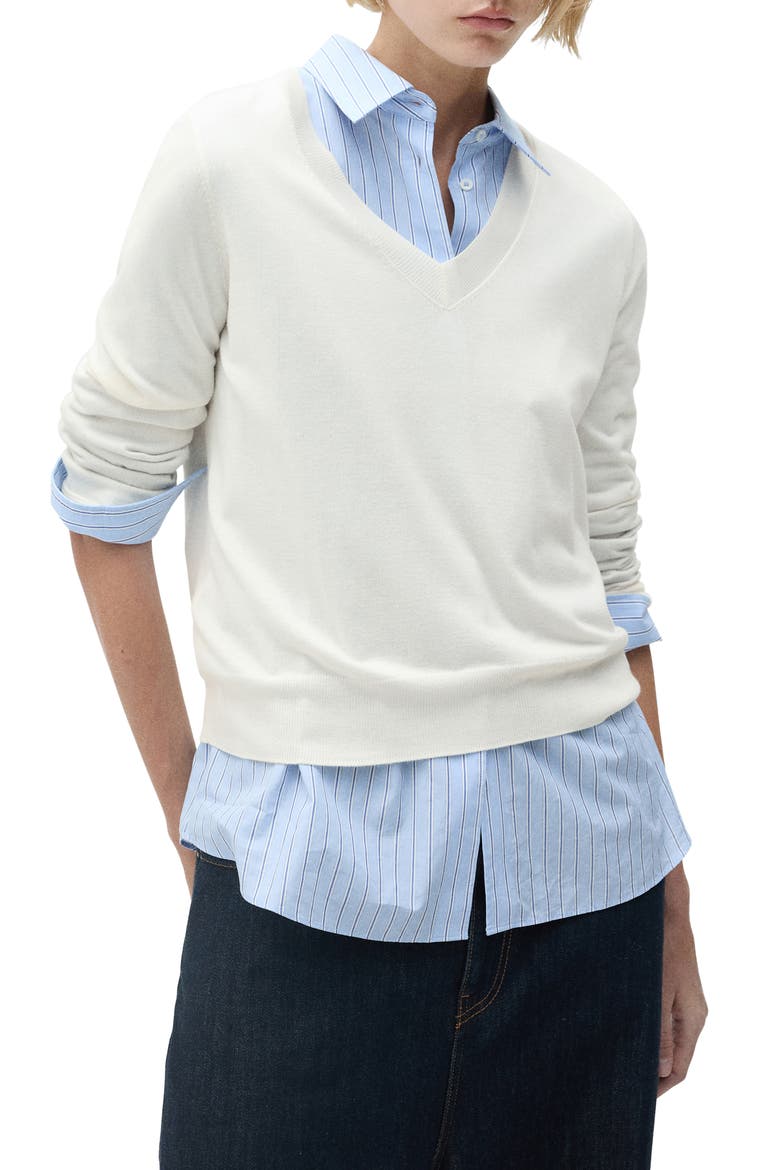V-Neck Sweater, Main, color, ECRU