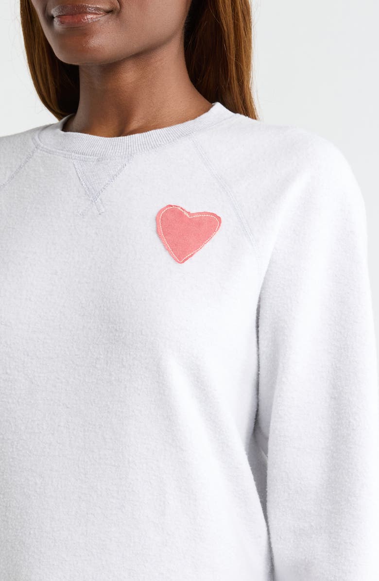 Marine Layer Cloud 9 Heart Appliqué Reversible Fleece Sweatshirt, Alternate, color, Heather Grey