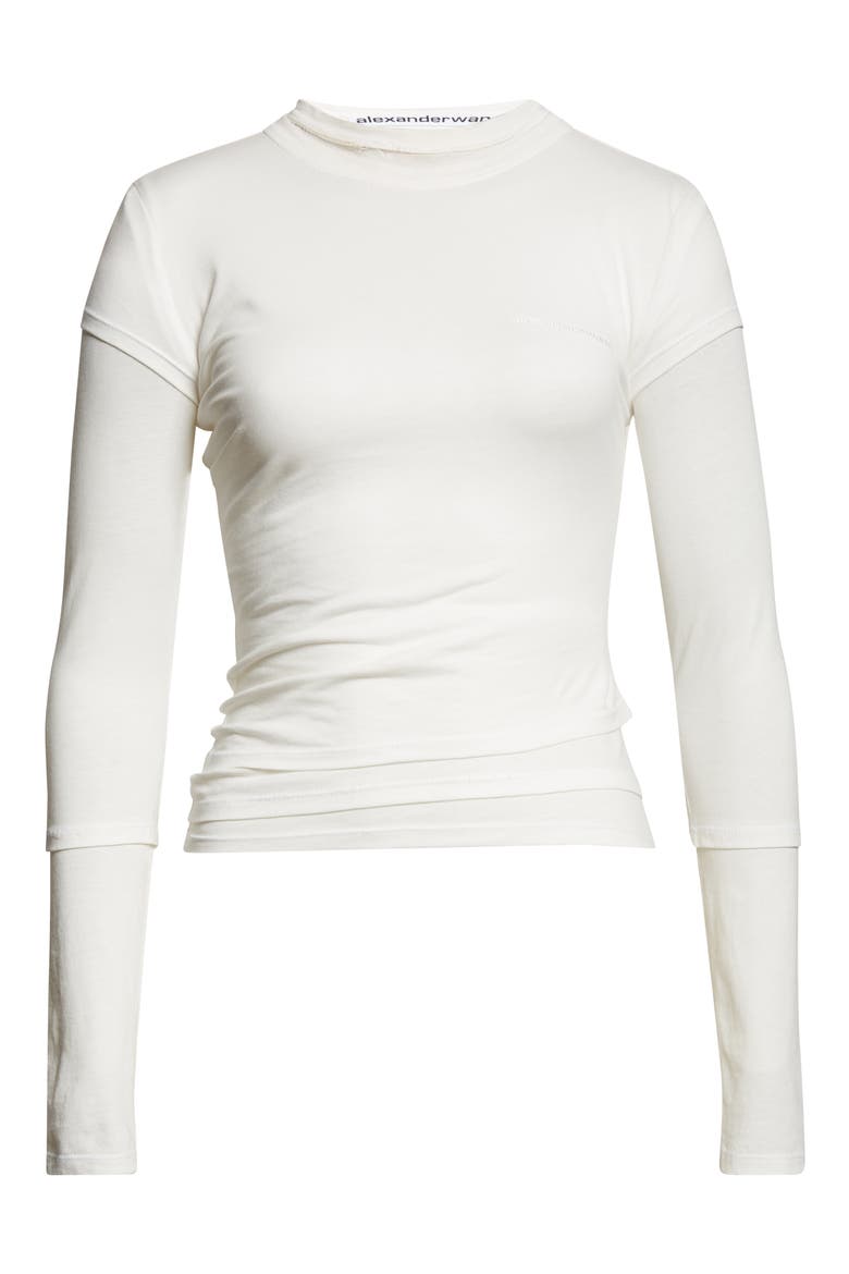 Long Sleeve Layered T-Shirt, Alternate, color, WHITE