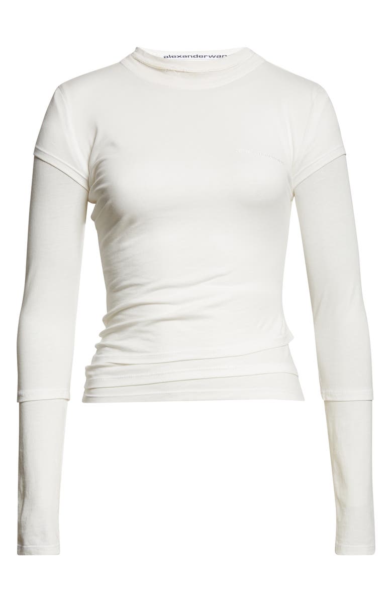 Alexander Wang Long Sleeve Layered T-Shirt, Alternate, color, White