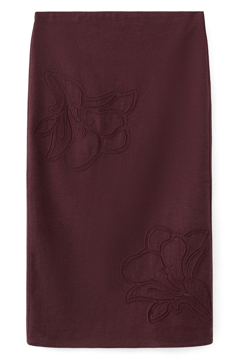 Floral Embroidered Midi Skirt, Alternate, color, MAROON