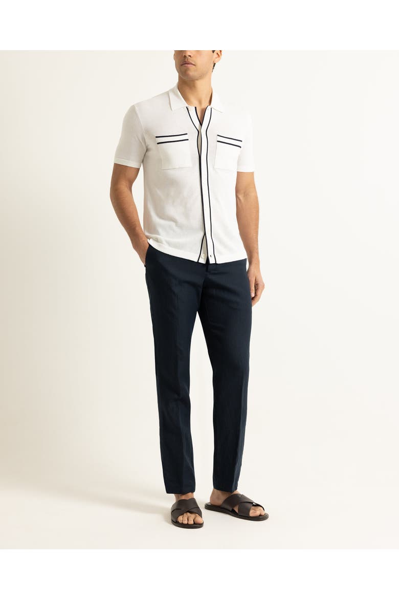 Keeling Classic Fit Cotton Silk Knitted Shirt, Alternate, color, White Sand/Night Iris