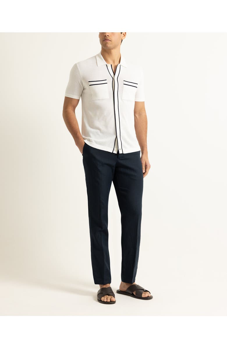 Orlebar Brown Keeling Classic Fit Cotton Silk Knitted Shirt, Alternate, color, White Sand/Night Iris